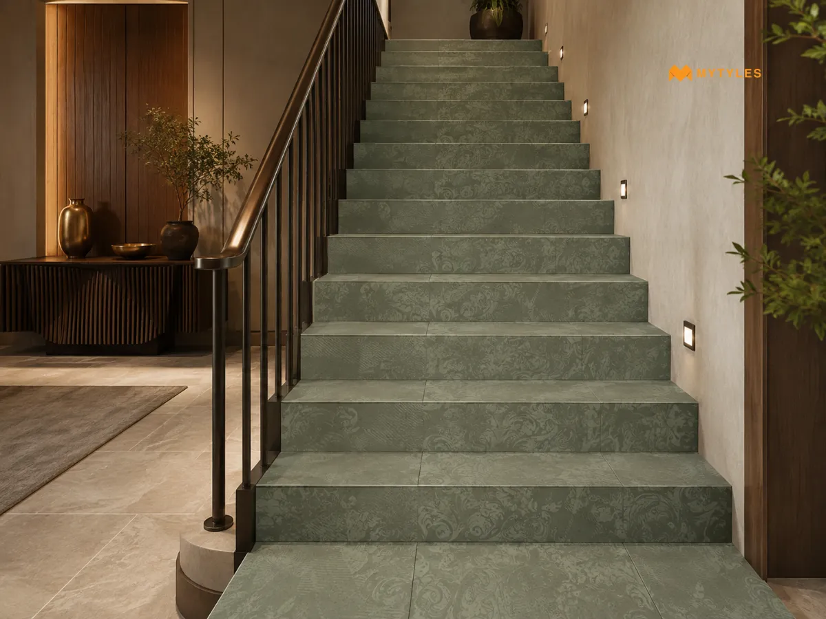 Green Textured Stair Tiles